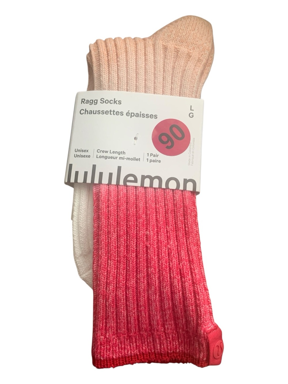 NWT Lululemon crew length ragg socks Size L